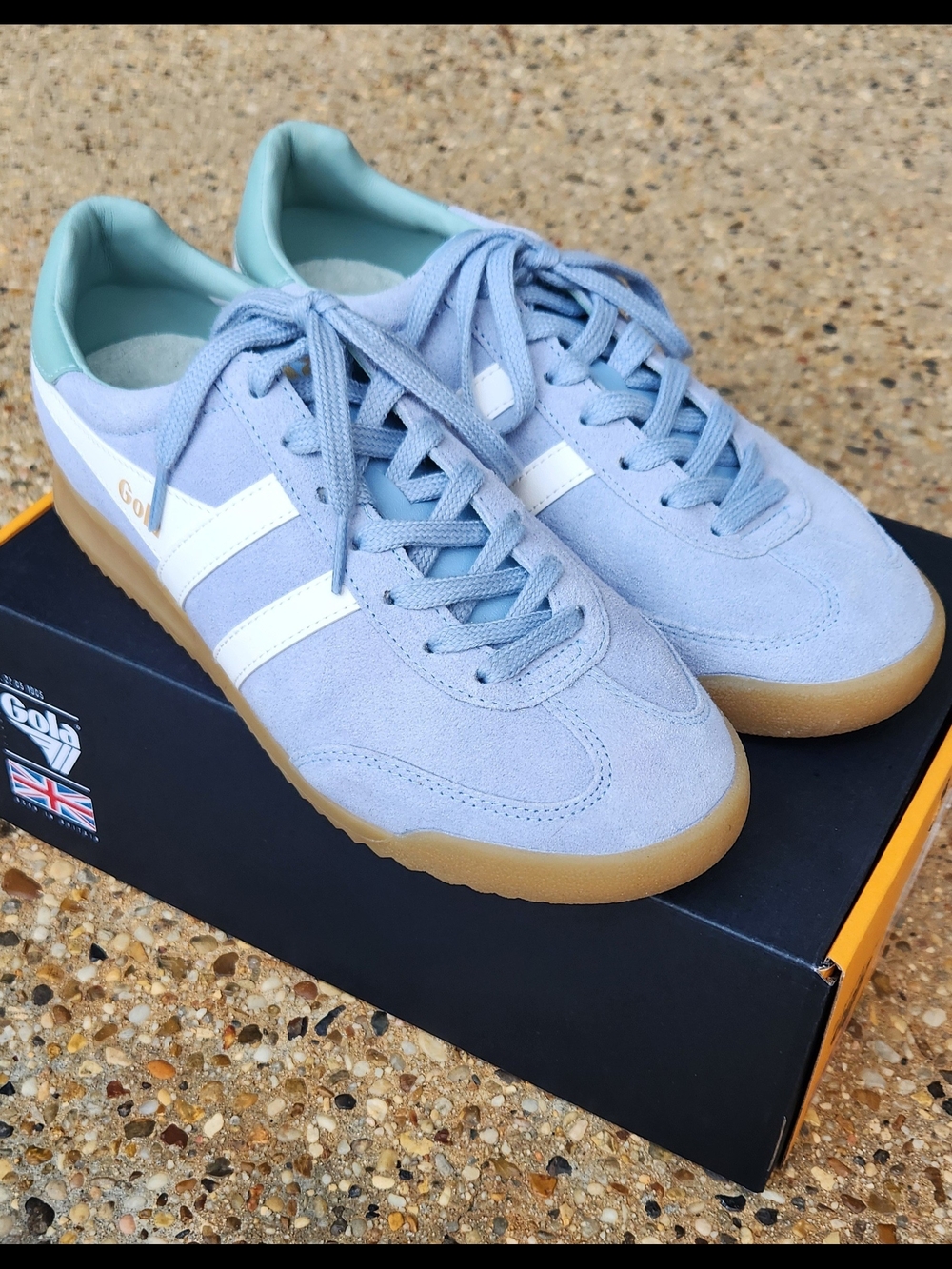 Gola Womens Light Blue Suede Tennis Sneaker with Gum Sole